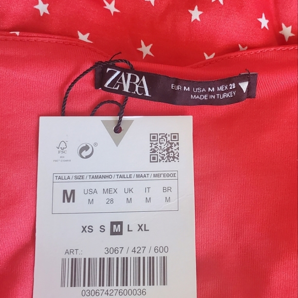 NWT Zara Satin Effect Red Star Bodysuit Size Medium - Picture 7 of 10